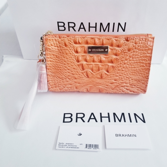 Brahmin Bags Nwt Brahmin Orange Peach Millie Wristlet Poshmark